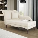 Divã Recamier Chaise Longue Valentina Clássico com Pés de Madeira Bouclê Bege - Desk Design