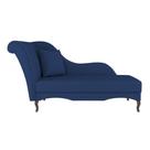 Divã Recamier Chaise Longue Valentina Clássico com Pés de Madeira Veludo Azul Marinho - Abmaza