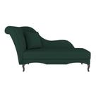 Divã Recamier Chaise Longue Valentina Clássico com Pés de Madeira Veludo Verde Escuro - Abmaza