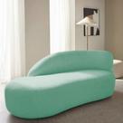 Divã Recamier Curvo Luna 185cm Lado Esquerdo Suede Azul Ciano
