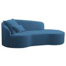 Divã Recamier Curvo Sala de Estar Inglaterra Lado Direito 150cm Linho Azul Royal - INCASA DECOR