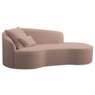 Divã Recamier Curvo Sala de Estar Inglaterra Lado Direito 150cm Linho Rose - INCASA DECOR