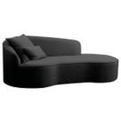 Divã Recamier Curvo Sala de Estar Inglaterra Lado Direito 180cm Linho Preto - INCASA DECOR