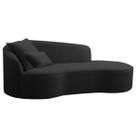 Divã Recamier Curvo Sala de Estar Inglaterra Lado Direito 200cm Bouclé Preto - INCASA DECOR