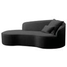 Divã Recamier Curvo Sala de Estar Inglaterra Lado Esquerdo 180cm Linho Preto - INCASA DECOR