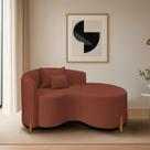 Divã Recamier Curvo Sala de Estar Recepção Inglaterra 150cm Pés Madeira Lado Direito Bouclé Divã Recamier Curvo Sala de Estar Recepção Inglaterra 150cm Pés Madeira Lado Direito Bouclé