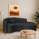Divã Recamier Curvo Sala de Estar Recepção Inglaterra 180cm Pés Madeira Lado Direito Bouclé Divã Recamier Curvo Sala de Estar Recepção Inglaterra 180cm Pés Madeira Lado Direito Bouclé