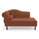 Divã Recamier Lavínia Clássico 120cm Capitonê com Pés de Madeira Bouclê Terracota - Abmaza Divã Recamier Lavínia Clássico 120cm Capitonê com Pés de Madeira Bouclê Terracota - Abmaza
