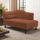 Divã Recamier Lavínia Clássico 120cm Capitonê com Pés de Madeira Bouclê Terracota - Desk Design Divã Recamier Lavínia Clássico 120cm Capitonê com Pés de Madeira Bouclê Terracota - Desk Design