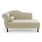 Divã Recamier Lavínia Clássico 120cm Capitonê com Pés de Madeira material sintético Bege - Abmaza Divã Recamier Lavínia Clássico 120cm Capitonê com Pés de Madeira material sintético Bege - Abmaza