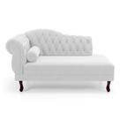 Divã Recamier Lavínia Clássico 120cm Capitonê com Pés de Madeira material sintético Branco - Abmaza Divã Recamier Lavínia Clássico 120cm Capitonê com Pés de Madeira material sintético Branco - Abmaza