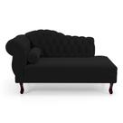 Divã Recamier Lavínia Clássico 120cm Capitonê com Pés de Madeira material sintético Preto - Abmaza