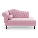 Divã Recamier Lavínia Clássico 120cm Capitonê com Pés de Madeira material sintético Rosa - Abmaza