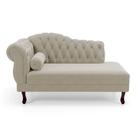 Divã Recamier Lavínia Clássico 120cm Capitonê com Pés de Madeira Veludo Bege Claro - Abmaza Divã Recamier Lavínia Clássico 120cm Capitonê com Pés de Madeira Veludo Bege Claro - Abmaza