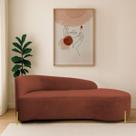 Divã Recamier Orgânico França 140cm Lado Dir Pés metal Dourado Bouclé