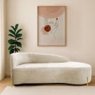 Divã Recamier Orgânico França 140cm Lado Dir Pés metal Dourado Bouclé