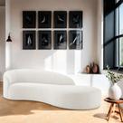 Divã Recamier Orgânico França 160cm Lado Direito Bouclé Branco - Amarena Moveis Divã Recamier Orgânico França 160cm Lado Direito Bouclé Branco - Amarena Moveis