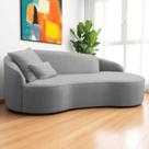 Divã Recamier Sofá Curvo Sala De Tv E Estar Recepção Inglaterra 150cm Lado Direito Linho Cinza- Mabe Magazine