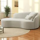 Divã Recamier Sofá Curvo Sala de Tv e Estar Recepção Inglaterra 150cm Lado Esquerdo Linho Bege- MABE MAGAZINE