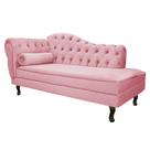 Divã Recamier Sofá Juliana 140cm Lado Direito Suede Rosa Bebê Sala de Estar Recepção Quarto Escritório Capitonê Luis XV - AM Decor