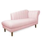 Divã Recife Suede Rosa Bebê 165 cm Pés Chanfrado Castanho M11 - D'Rossi
