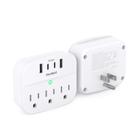 Divisor de tomada de parede multiplugue com USB 7 em 1, pacote com 2 unidades, branco Divisor de tomada de parede multiplugue com USB 7 em 1, pacote com 2 unidades, branco