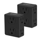 Divisor de tomadas Unidapt, extensor de várias tomadas, pacote com 2 unidades, preto