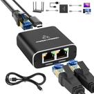 Divisor Ethernet com adaptador de 1 a 2 saídas RJ45 1000Mbps Divisor Ethernet com adaptador de 1 a 2 saídas RJ45 1000Mbps