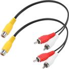 Divisor RCA PASOW - 1 Fêmea para 2 Machos - 10cm - 2 Unidades - Áudio Estéreo Automotivo