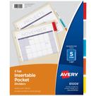 Divisória Avery inserível com bolsos, 5 abas para encadernadores de 3 anéis Divisória Avery inserível com bolsos, 5 abas para encadernadores de 3 anéis
