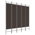 Divisória de quarto vidaXL em tecido marrom de 5 painéis com moldura de ferro Divisória de quarto vidaXL em tecido marrom de 5 painéis com moldura de ferro