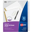 Divisórias de encadernação Avery 8-Tab Write & Erase White Big Tabs