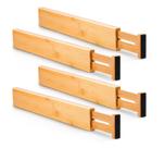 Divisórias de gaveta Utoplike Bamboo Kitchen, 4 peças ajustáveis Divisórias de gaveta Utoplike Bamboo Kitchen, 4 peças ajustáveis