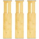 Divisórias de gaveta VaeFae Bamboo, pacote com 3, ajustáveis de 30 a 43 cm