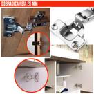 Dobradiça 26mm Curva Metal Slim Kit 4 a 24un Porta Móveis Armário Cozinha Ajuste Com Parafusos