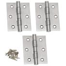 Dobradiça 3 1/2x3 Aço Inox Escovado com Anel Cartela com 3 unidades RC