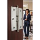 Dobradiça Aço Cromado 87cm para Porta Madeira Resistente