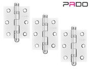 Dobradiça de aço com rolamento pado sm-3025 cromada kit 3 peças