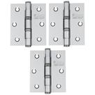Dobradiça Para Porta Silvana 4 Com Rolamento 891 Embutir 35kg Inox Cromada Com 3 Peças