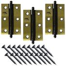 Dobradiça Porta Latão Oxidado Kit 3 Peças