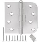Dobradiças de porta AmzGod Brushed Nickel de 4 polegadas com quadrado e 5/8