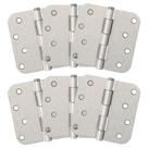 Dobradiças de porta Design House, 4 x 4 polegadas, pacote com 6 unidades de aço e níquel acetinado