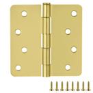 Dobradiças de porta Design House, pacote com 10 cm x 10 cm, aço, latão acetinado