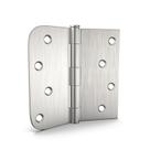 Dobradiças de porta Goldenwarm Satin Nickel de 10 cm com quadradas e redondas