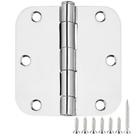 Dobradiças de porta JIW arredondadas 8,9 cm, raio de 1,6 cm, cromo polido, 12 unidades