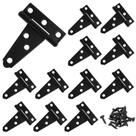 Dobradiças para porta de celeiro Murtenze 12 unidades 5 cm tipo T, pretas