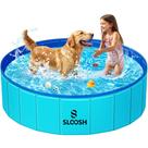 Dobrável Dog Kiddie Pool Sloosh 122x30cm, portátil, azul