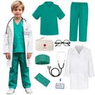 Doctor Costume Miltrs para crianças com estetoscópio real, 9 unidades