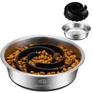 Dog Bowl Animire 2 em 1 de metal com inserto de alimentação lenta
