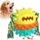 Dog Chew Toy Squeaky Treat Dispensing Ball Rope Yellow